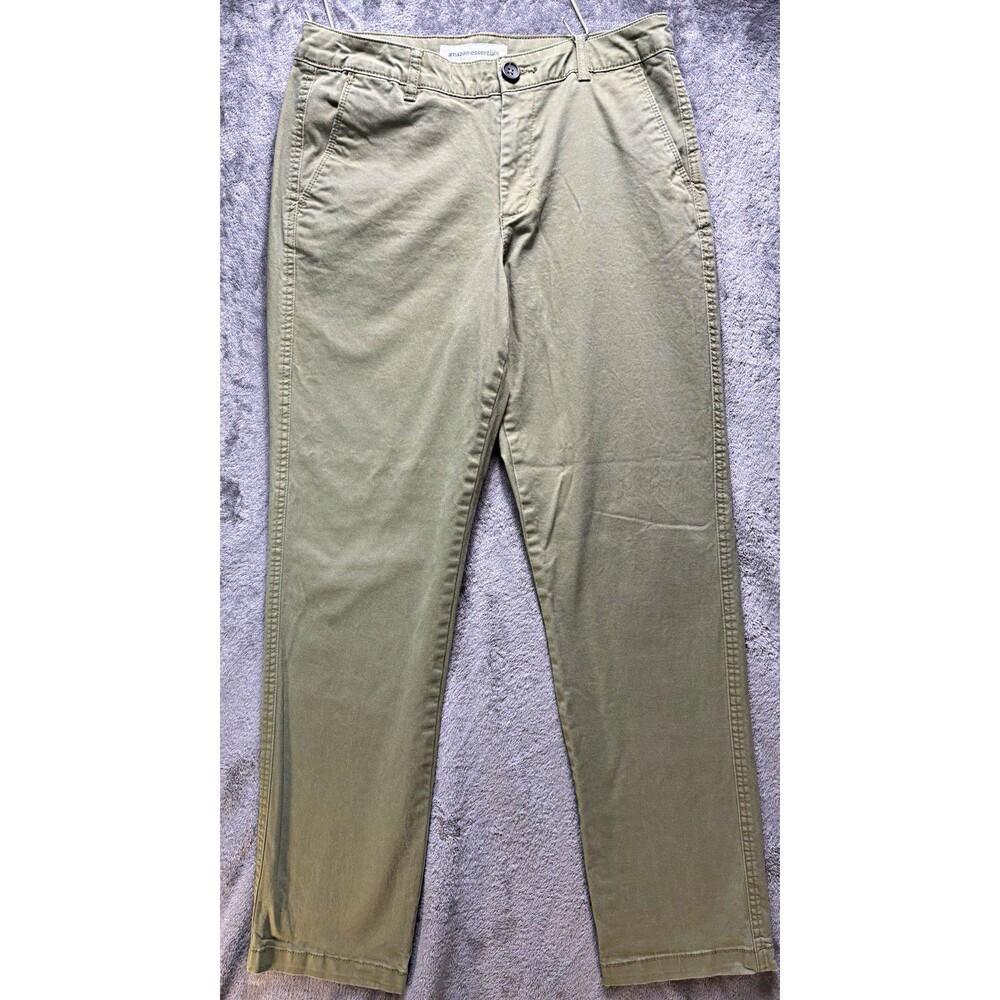 Amazon Essentials Green Chino Pants Womens Slim Fit Tapered Pockets size 10